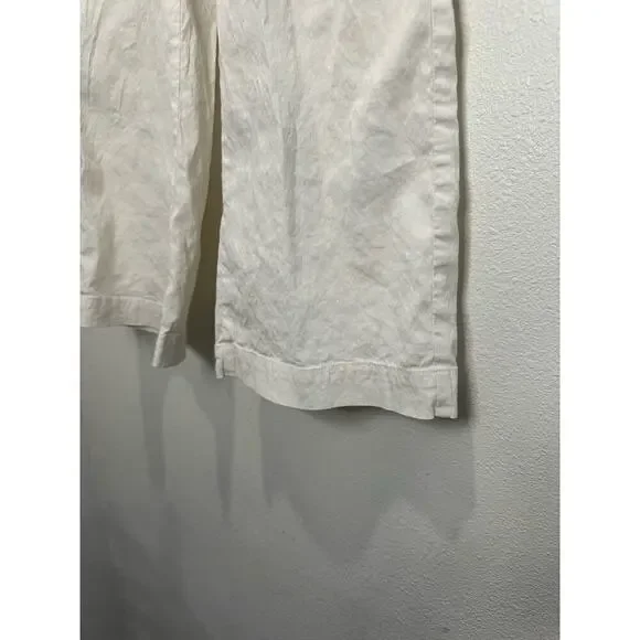 Theory Wide Crop Pant in Good White Linen - Picture 9 of 10